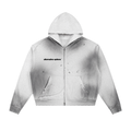 Sun Fade Frayed Raw Edge Fleece Zip Hoodie