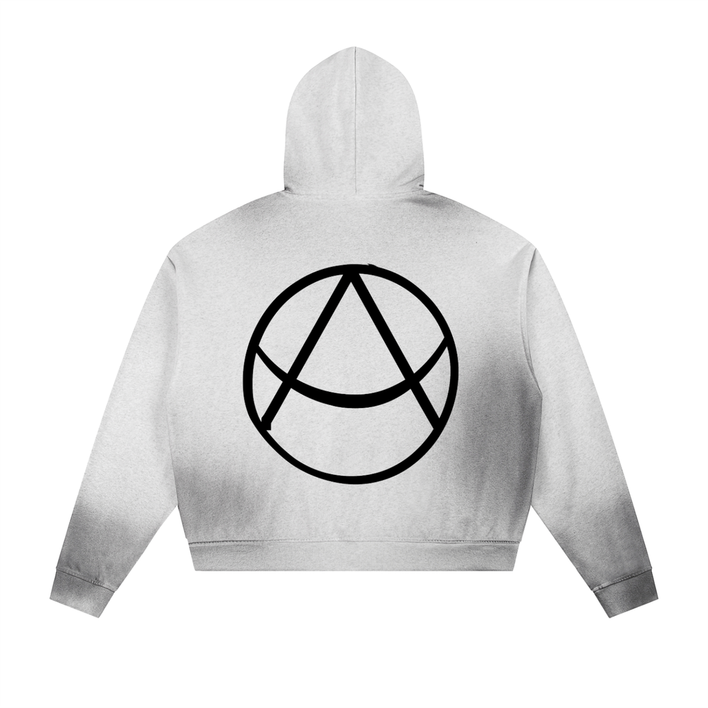 Sun Fade Frayed Raw Edge Fleece Zip Hoodie