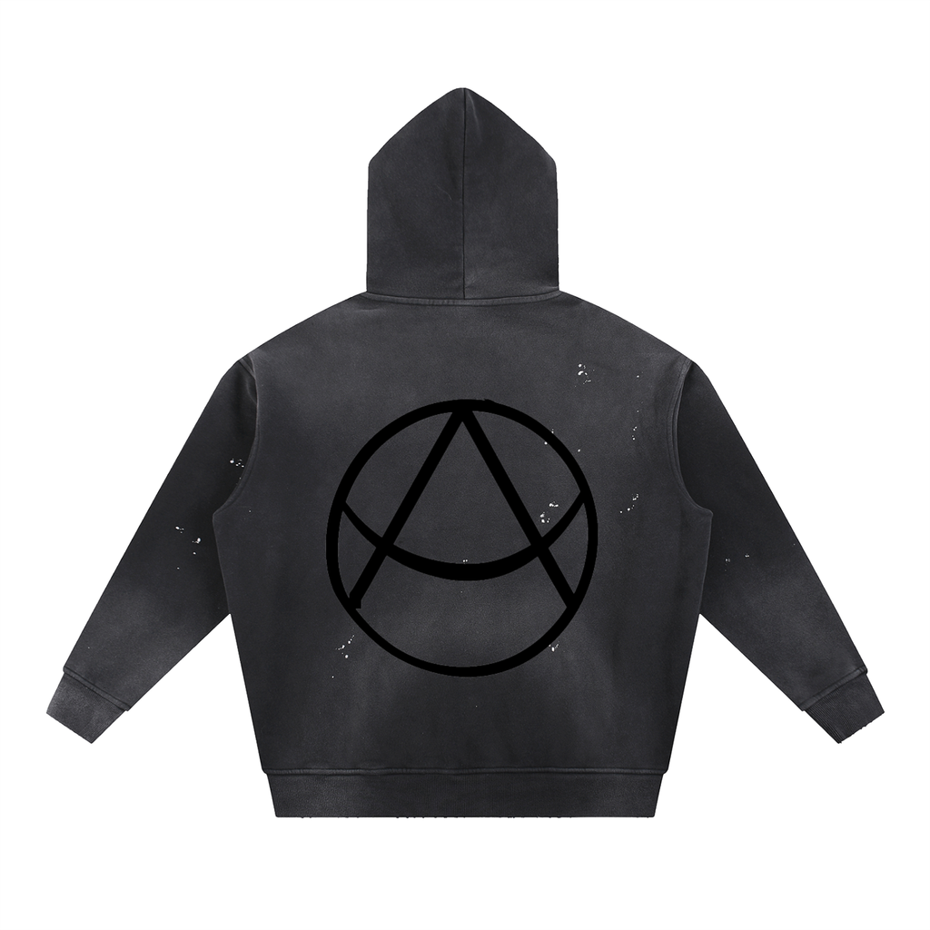 Vintage Washed Frayed Fleece Hoodie
